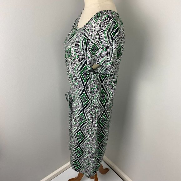 David Lawrence Size 8 Women's Shift Dress Geometric Pockets Waist Tie - Picture 7 of 10